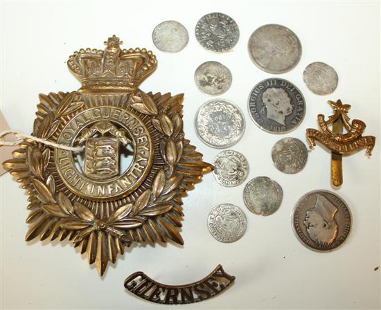 Early silver coins & military badges